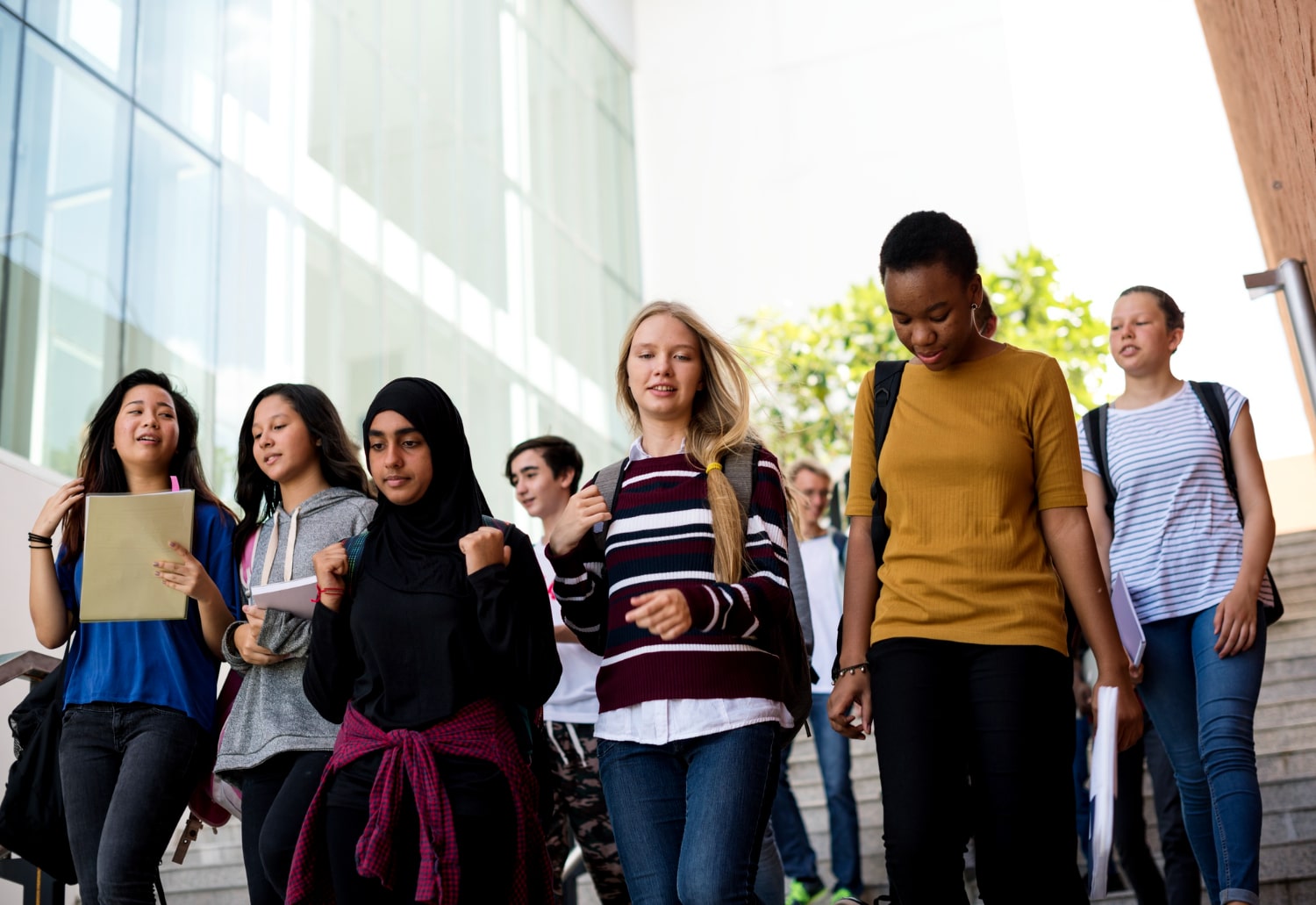 diverse group students walking school - ePlanet